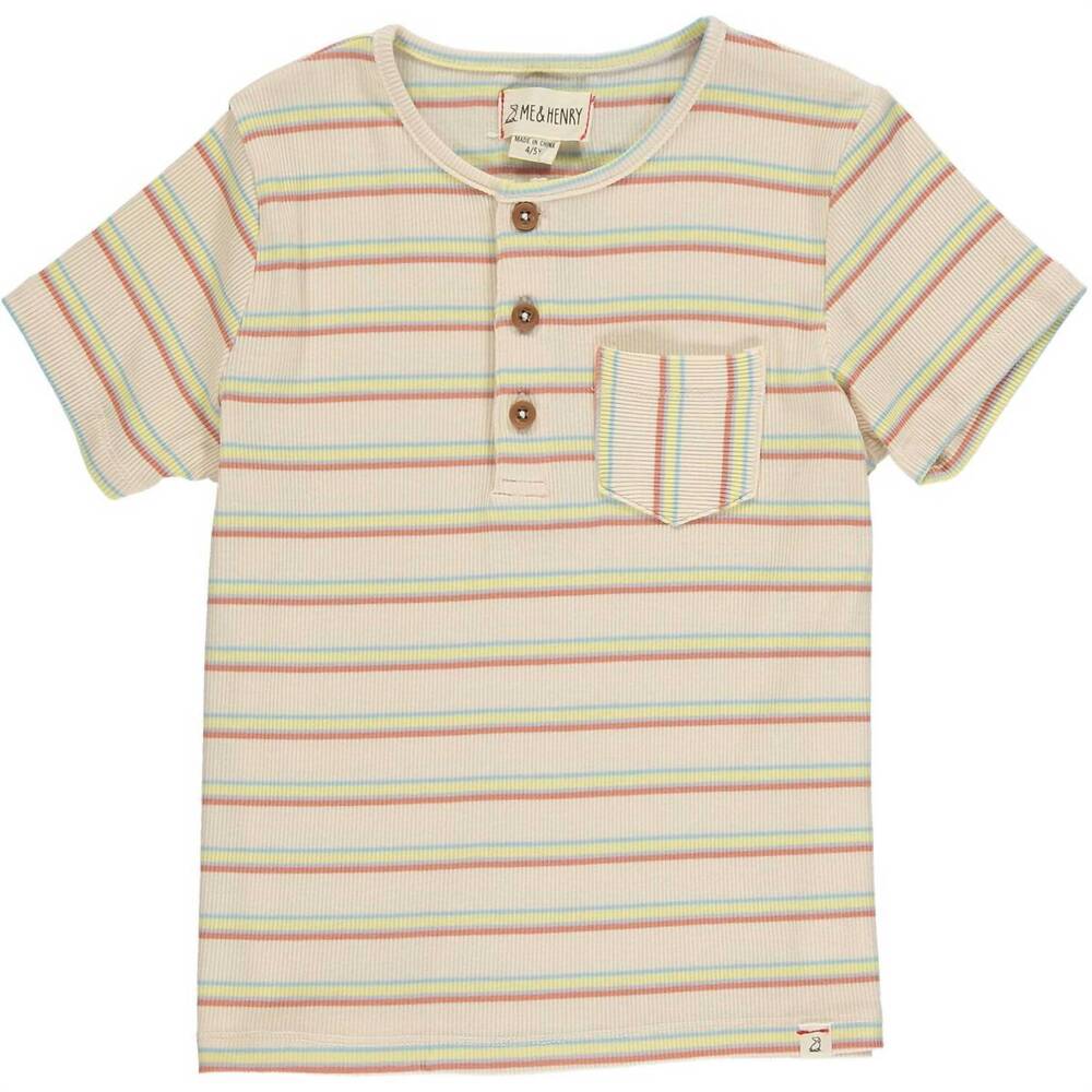 NEW ME & HENRY boy's dodger henley shirt in retro stripe